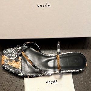 NEVER WORN Aeyde Marina Snake Print Sandals